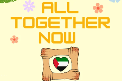 Orange text reads "ALL TOGETHER NOW" on a pale yellow background.
